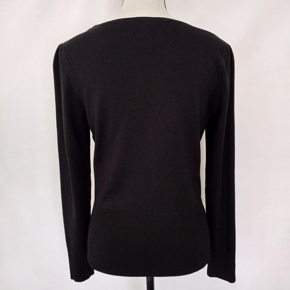 Ann Taylor Black Silk Blend Ruffled Knit Cardigan Sweater - Picture 6 of 11
